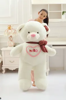 enorme 150cm olá urso pluash brinquedo branco urso de pelúcia boneca macia, abraçando o travesseiro,presente de aniversário, presente de Natal de d2249