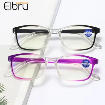 Elbru Anti-Luz azul Bloqueio de Óculos de Leitura Mulheres Homens Cor do Gradiente Quadro de Presbiopia Óculos Computador Óculos de Grau +1to+4