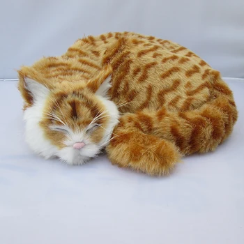 simulação de dormir gato vivo de artesanato gato amarelo boneca de presente sobre 29x10x31cm