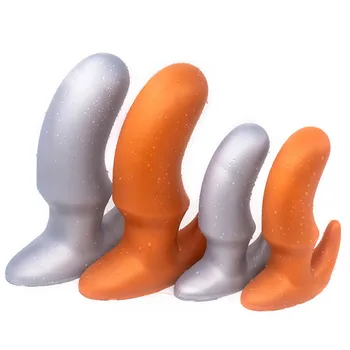 Silicone grande butt plug ouro prata bunda plug, Enorme plug anal buttplugs massagem de próstata dildo anal erótica brinquedo do sexo para homens, mulher