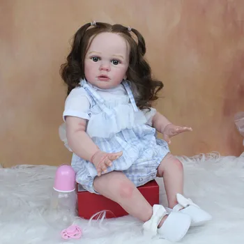 60 CM de Silicone Bebê Reborn Menina Terminou Boneca Brinquedo Realista Cabelos Longos Princesa Criança Viva Bebe 3D-Pintura de Pele Colecção de Arte