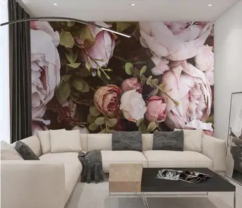 Personalizados grande Nórdicos pequena e simples de rosas frescas sala de estar de plano de fundo de parede 3D papel de parede mural