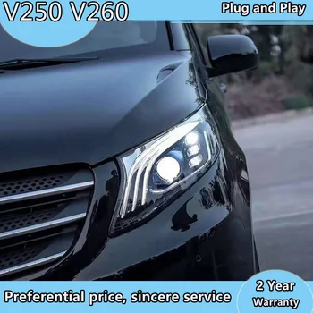 Estilo carro lâmpada de Cabeça Para o Benz Vito farol V250 V260 V260L luz de cabeça 2016 2017 2018 2019 TODOS os LED vito luz frontal Lente Bi