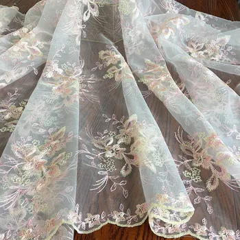 de alta qualidade do laço de tissu de Fadas elegante flósculo do bordado tecido para o vestido de Roupa de vestido de noiva saia atirando tecido de fundo