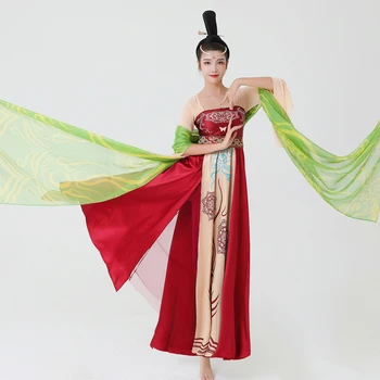 De Fadas orientais de Roupa de Dança Clássica Vestido Sexy Folral Desempenho de impressão Roupa dinastia tang corte real estágio de desgaste