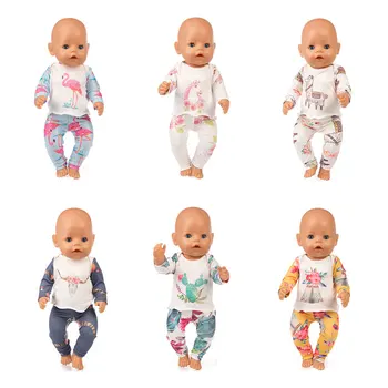 2pcs Em 1, Camisas+Calças de Ajuste Para 43cm Bebê Boneca Reborn Boneca 17inch Roupas de Boneca
