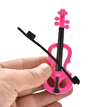 NOVO 1Pc Menina, Presentes de Aniversário de um Instrumento Musical de Brinquedos Kid's Play House, Brinquedo de Plástico Violino Para Bonecas Dreamhouser cor Rosa