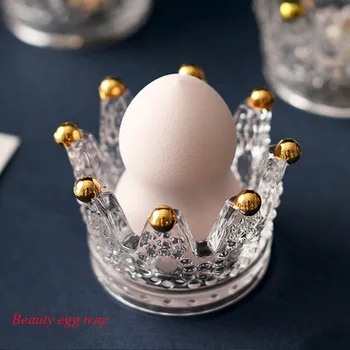 atacado Criativo de vidro, coroa de velas em relevo anel de beleza ovo tabuleiro de cosméticos ovo prateleira de jóias da caixa de armazenamento