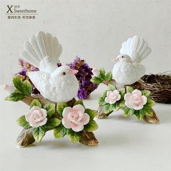 Cerâmica pássaro ornamentos e paz pássaro decoração, enfeites par de presentes de casamento casa pastoral ambiente de trabalho ornamentos