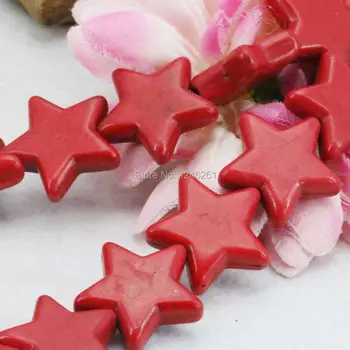 Acessórios Estrela Vermelha da Turquia Pedra Solta Esferas de DIY Howlite Para Colar Pulseira 15inch de Presentes Para Mulheres Meninas 20mm Jóias Presentes