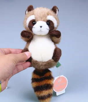 Mini brinquedo de pelúcia pequeno bonito Coon boneca raccoon enfeites de casa, Brinquedos para meninas Amantes de presentes de Natal Altura 17cm