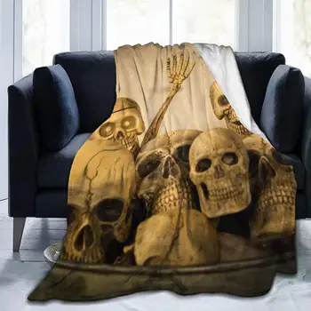 Feliz dia das bruxas Crânio Cobertor de Flanela Impressos em 3D Suaves Jogue Quente Sofá-Cama Sala de estar de roupa de Cama