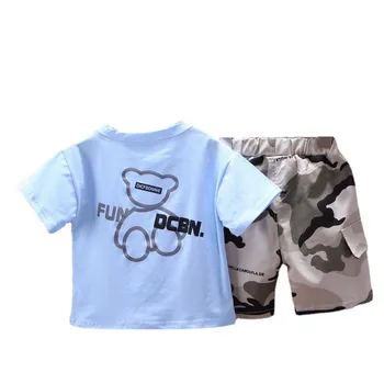 Verão Bebê Cartoon Roupas de Crianças Meninos Casual T-Shirt, Shorts de 2Pcs/jogos de Crianças Infantil Vestuário de Moda Bebê Meninas Trainings