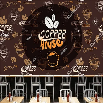 Personalizado de Café, Loja de papel de Parede Industrial Decoração pintados à Mão, Café Mural Restaurante Coffee Shop na Parede do Fundo Papel de Contacto