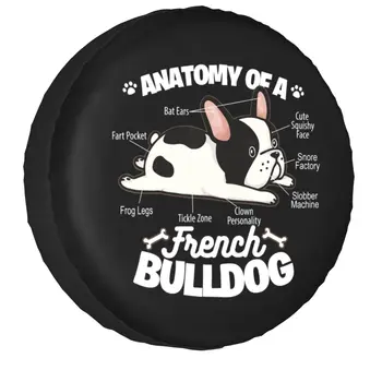 Anatomia De Um Bulldog francês Tampa do Pneu Sobressalente Saco do Malote para o Jipe Pajero Frenchie Amante do Cão Tampas do Carro Roda 14