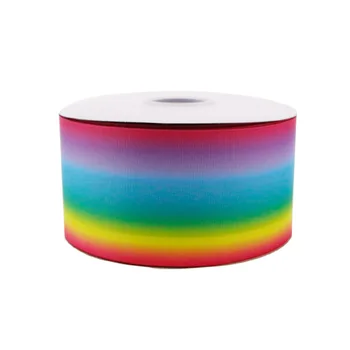 100yards/cor, 75mm arco-íris gradiente de poliéster com nervuras fita DIY fita acessórios de cabelo