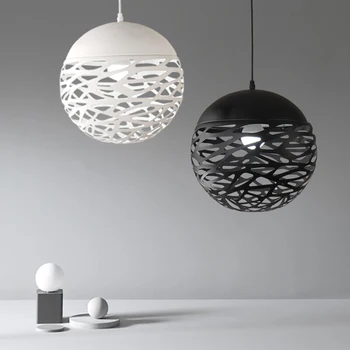 Moderno designer Nórdicos, DIODO emissor de luz pendant da lâmpada de ferro Oco bola de metal sala de estar, quarto, bar, loja de decoração, equipamento de iluminação