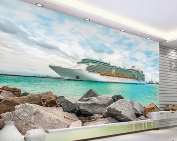 Papel de parede do navio de Cruzeiro no porto 3d papel de parede,o sofá da sala de tv de parede do quarto de papéis de parede para casa deocr restaurante bar mural