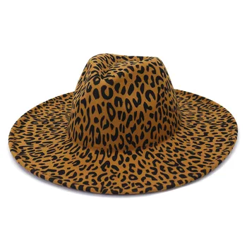 2021 Novos Clássicos estampa de Leopardo Unissex Casual, Festa Fedora Chapéu de Aba Larga para Mulheres Elegantes de Chapéu de Homens de Chapéu Fedora Outono Inverno Chapéus