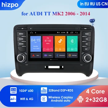 4GB de 64GB AI Voz 2Din Android Auto Rádio para Audi TT MK2 8J de 2006 - 2014 auto-Rádio Multimédia GPS Carplay OBD2 BT DVR USB Cam-em