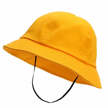 De algodão Amarelo Disquete Viseira Chapéu de Balde de Crianças de 2 A 9 Anos, Verão, Outono de Proteção contra o Sol, Chapéu de Chefe 52-56cm