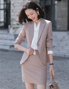 Moda das Mulheres de Saia Terno Blazer e Jaqueta de Conjuntos de Senhoras vestuário de Trabalho do Escritório de Negócios de uniformização dos Estilos Elegantes OL