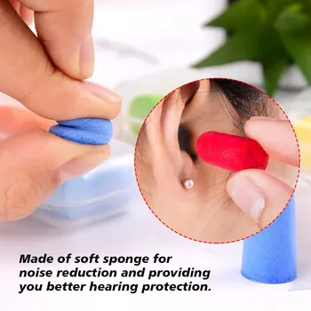 1pair Esponja Macia Tampões para os Ouvidos de Isolamento a sons de Ouvido, Tampões de Protecção de Redução de Ruído de Dormir Velas de Cor Aleatória