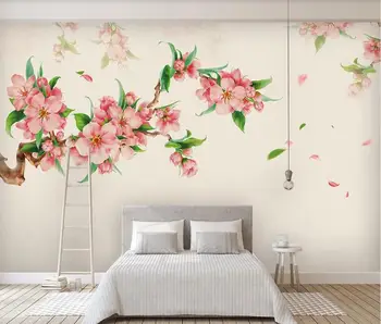 XUE SU Personalizado mural de parede Begônia flores estilo Chinês novo pintados à mão, flores e aves de fundo de parede de revestimento de parede