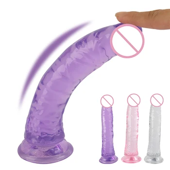 Cristal De Geléia Vibrador Produtos Para Adultos Anal Plug Anal Feminino Masturbação Grande Pênis Realístico Vibrador Para Casais Artificial Do Pênis