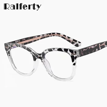Ralferty de Cor Dupla das Mulheres de Óculos com Armação de Leopardo Anti Luz Azul Miopia Prescrição 0 Grau de oculos de grau feminino