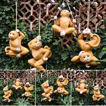 Simulação de Animais Estátua Ornamento de Resina de Suspensão Macaco Gardent Pingente de Árvore para Casa ao ar livre, Prateleira CANQ889