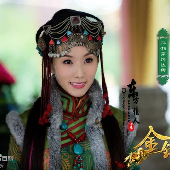Nova TV Play Jin Chai Morrer Ying Atriz Da Na Mesma Design Verde Bordado de grupos Minoritários mongol Princesa Traje para as Mulheres