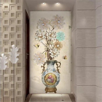 wellyu papel de parede Personalizado moda 3D foto murais papel de parede estéreo flor rico vaso de entrada de plano de fundo do papel de parede mural