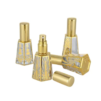 Ouro Luxo de Vidro de Perfume Vaporizador Frasco de 15ml Vazio Cosméticos Reutilizável Spray Frascos de amostras Portátil Embalagem Recipiente 20pcs