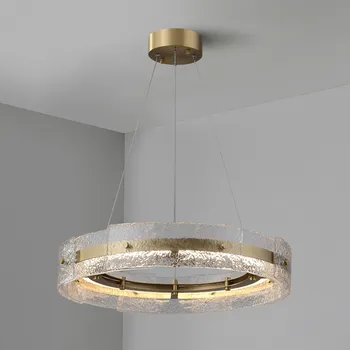 Pós-moderno de Luxo LED Candelabro de Jantar, Sala de estar, Ferro Redondo de Vidro Pendurado Quarto de Luz Interior Designer Simples luminária