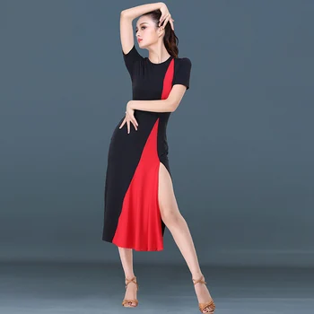 2020 verão nova dança latina traje mulheres adultos dividir vestido de dança moderna, dança de salão vestido
