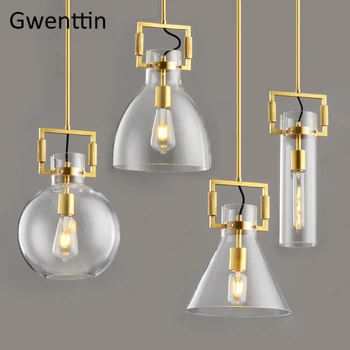 Ouro modernas de Metal, de Vidro, Luzes Pingente Loft Industrial Hanglamp para o Quarto Cozinha Sala de Jantar Lâmpadas Luminárias de Decoração de Casa